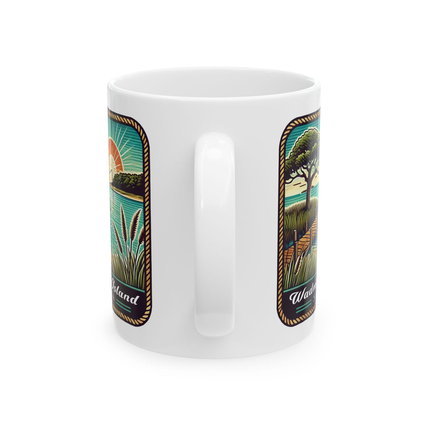 Wadmalaw Island - Dock Fishing Ceramic Mug, (11oz, 15oz)