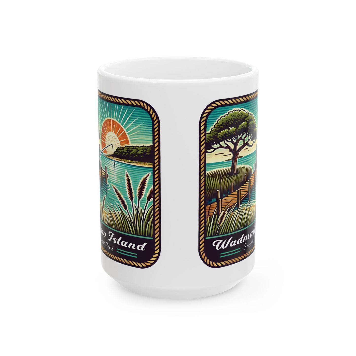 Wadmalaw Island - Dock Fishing Ceramic Mug, (11oz, 15oz)
