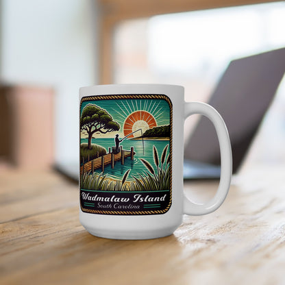 Wadmalaw Island - Dock Fishing Ceramic Mug, (11oz, 15oz)