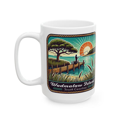 Wadmalaw Island - Dock Fishing Ceramic Mug, (11oz, 15oz)